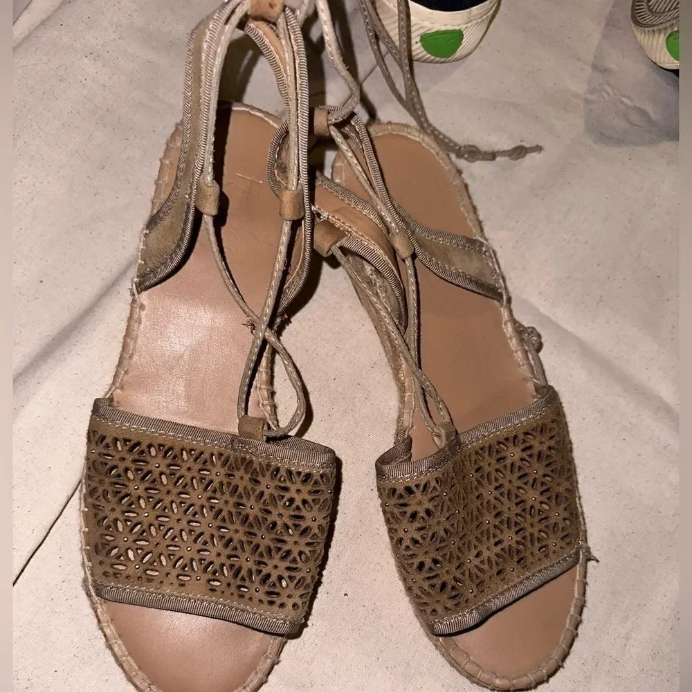 🌿 Franco Sarto “Libby” Espadrille Wedge Sandals - Taupe | Size 8.5